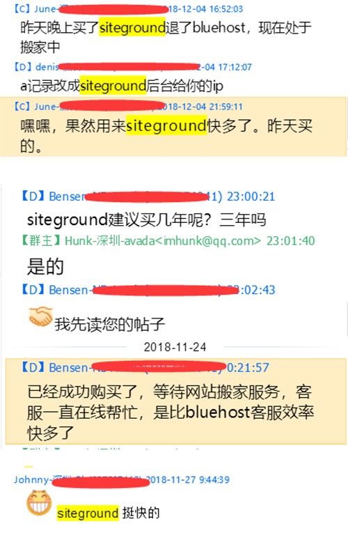 siteground在QQ群友的评价也很高